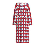 Fourth of July American Plaid Print Hooded Bathrobe