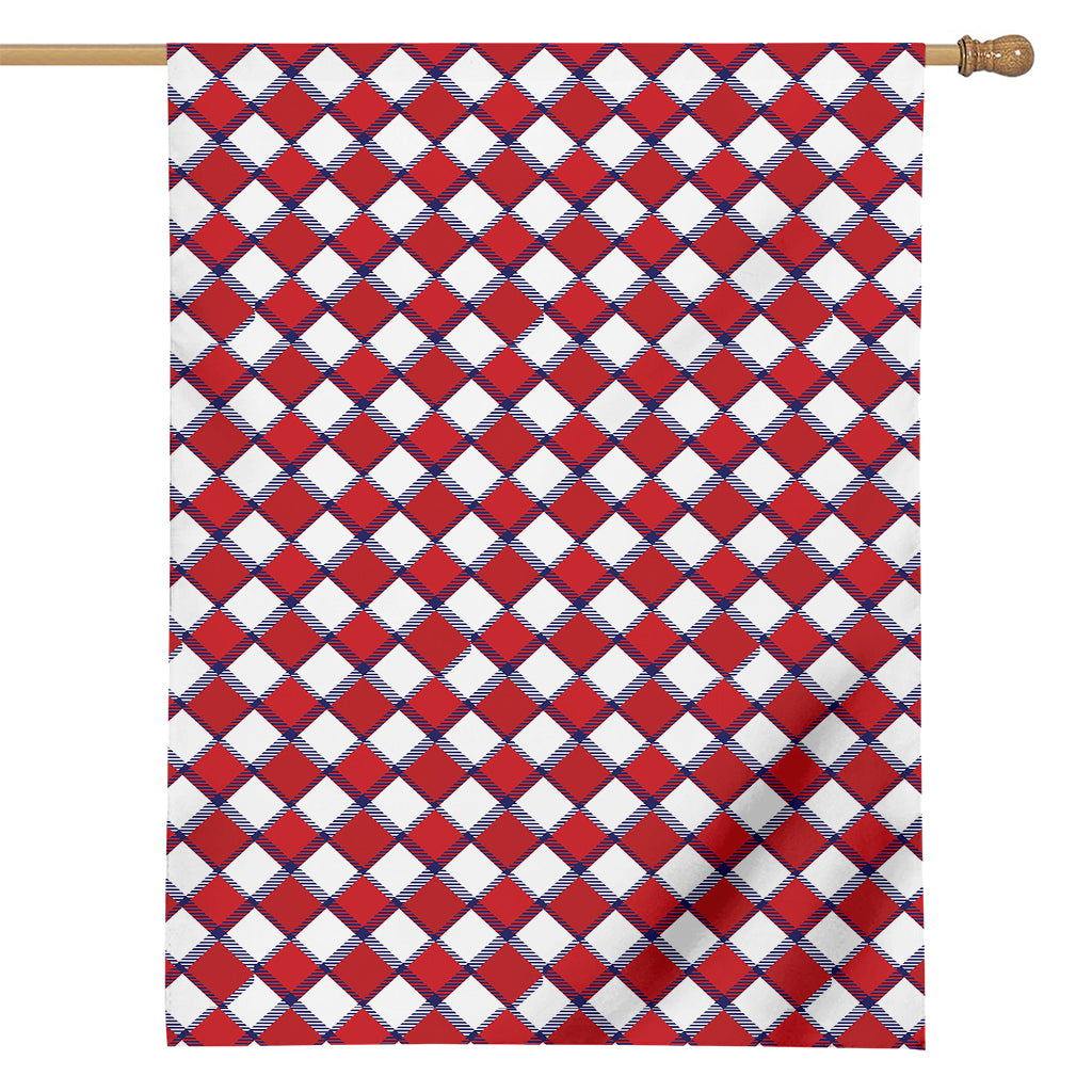 Fourth of July American Plaid Print House Flag