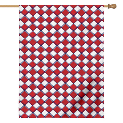 Fourth of July American Plaid Print House Flag