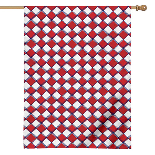 Fourth of July American Plaid Print House Flag