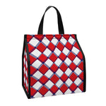Fourth of July American Plaid Print Insulated Lunch Tote