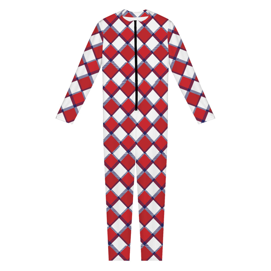 Fourth of July American Plaid Print Jumpsuit