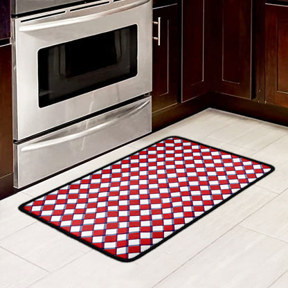 Fourth of July American Plaid Print Kitchen Mat