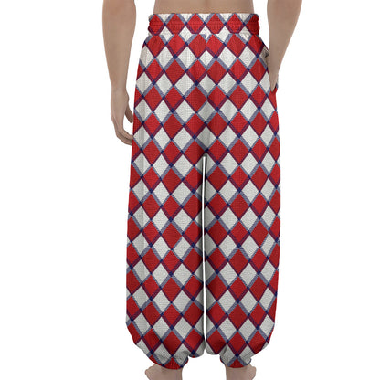 Fourth of July American Plaid Print Lantern Pants