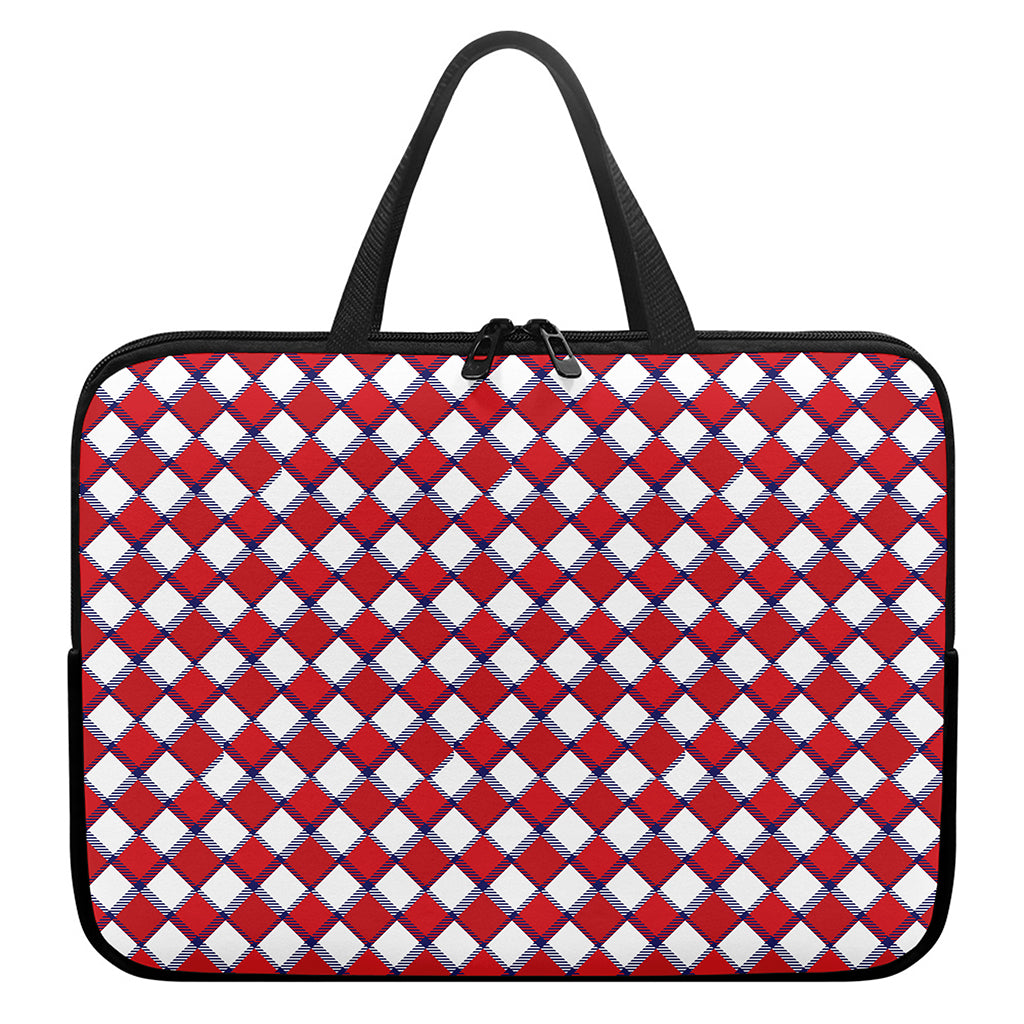 Fourth of July American Plaid Print Laptop Sleeve With Handle