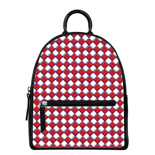 Fourth of July American Plaid Print Leather Backpack