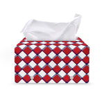 Fourth of July American Plaid Print Leather Tissue Box Cover