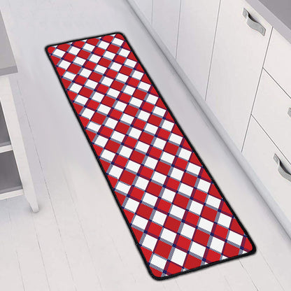 Fourth of July American Plaid Print Long Kitchen Mat