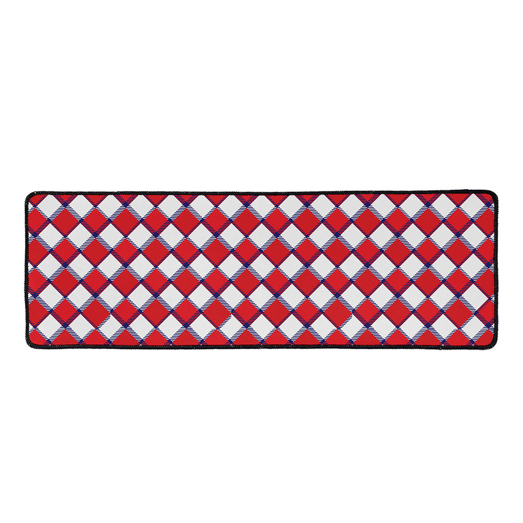 Fourth of July American Plaid Print Long Kitchen Mat