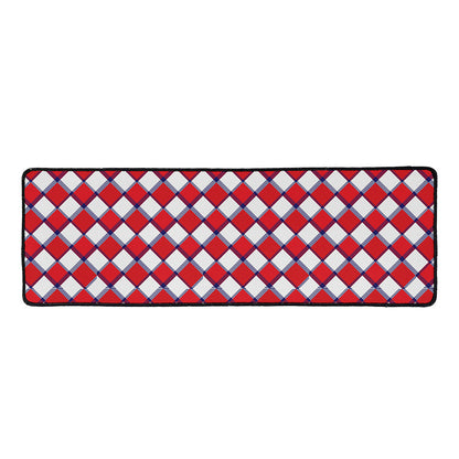 Fourth of July American Plaid Print Long Kitchen Mat