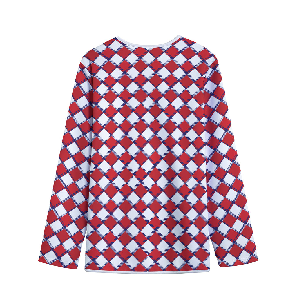 Fourth of July American Plaid Print Long Sleeve Short Coat
