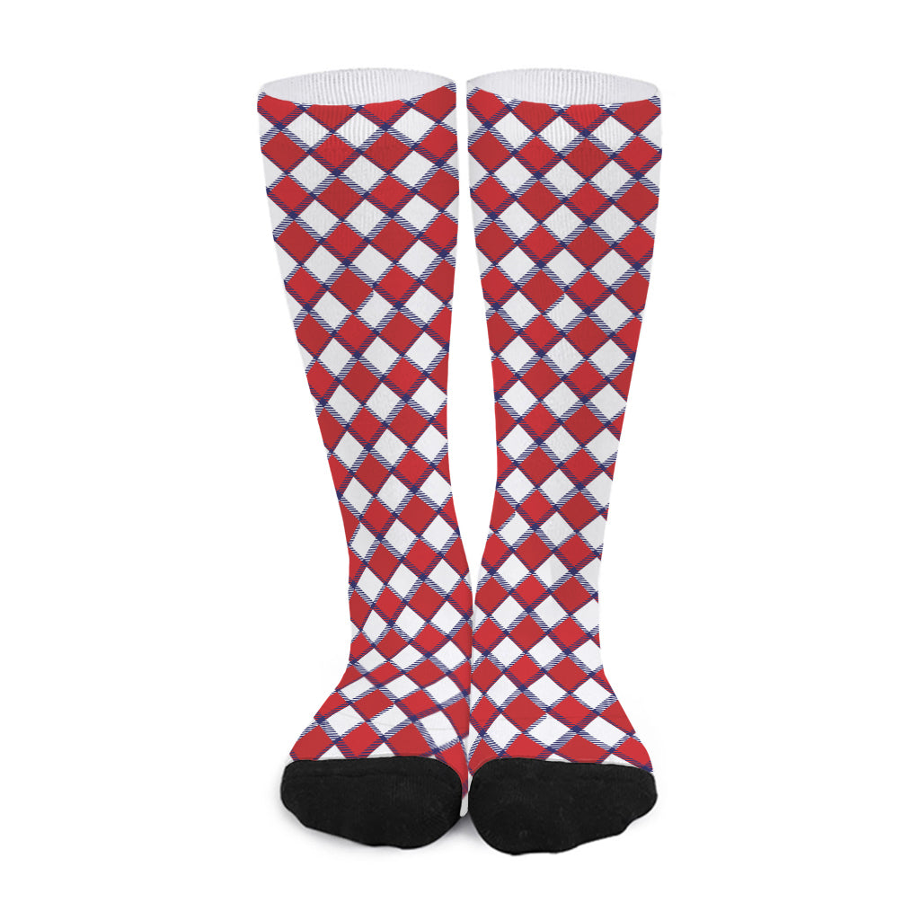 Fourth of July American Plaid Print Long Socks