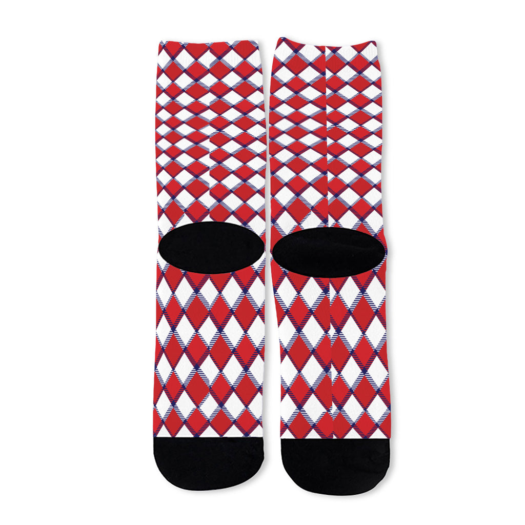 Fourth of July American Plaid Print Long Socks