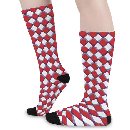Fourth of July American Plaid Print Long Socks