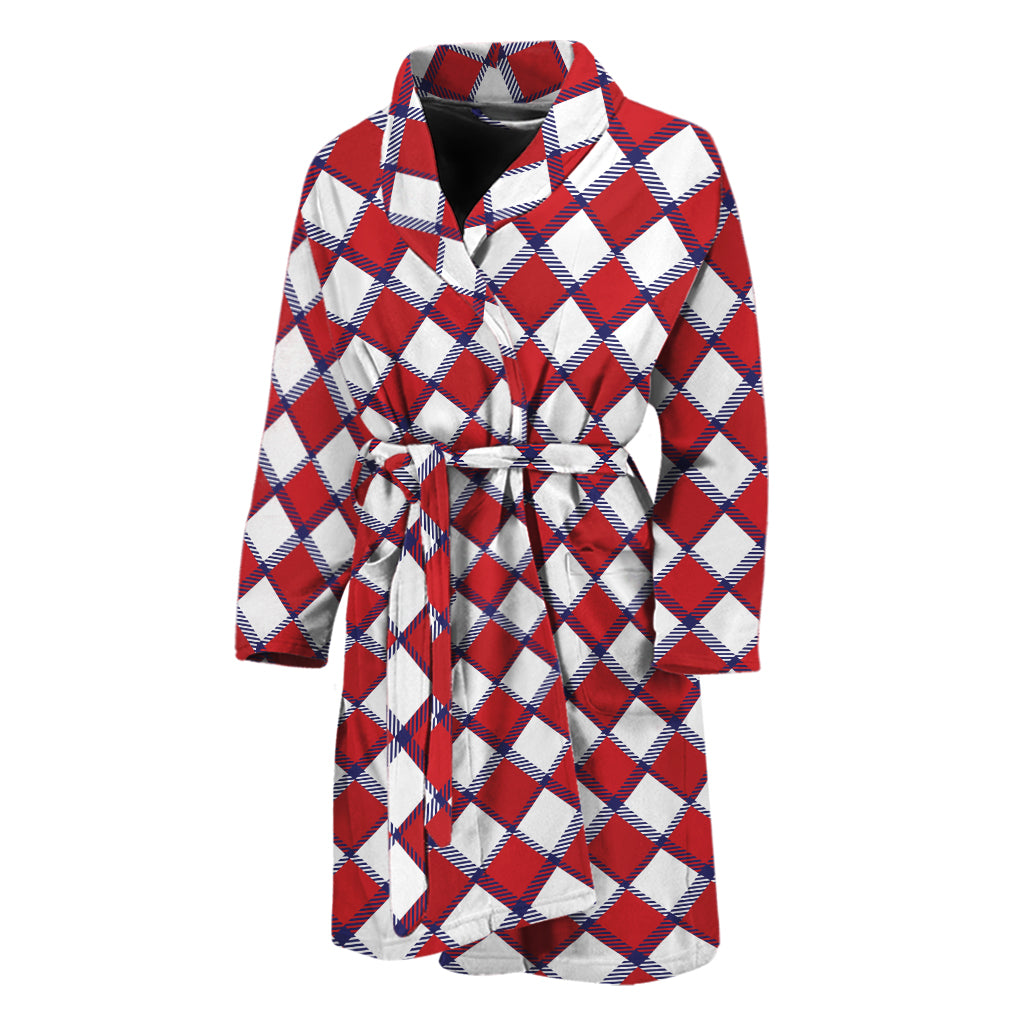 Fourth of July American Plaid Print Men's Bathrobe