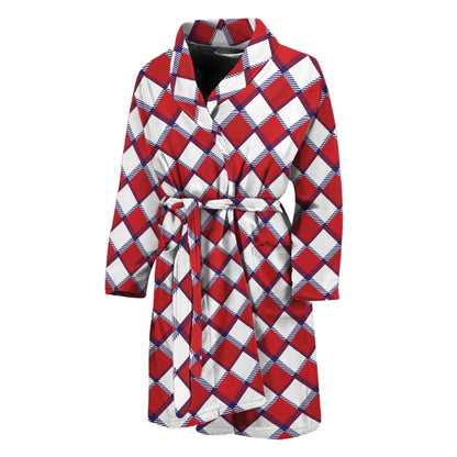 Fourth of July American Plaid Print Men's Bathrobe