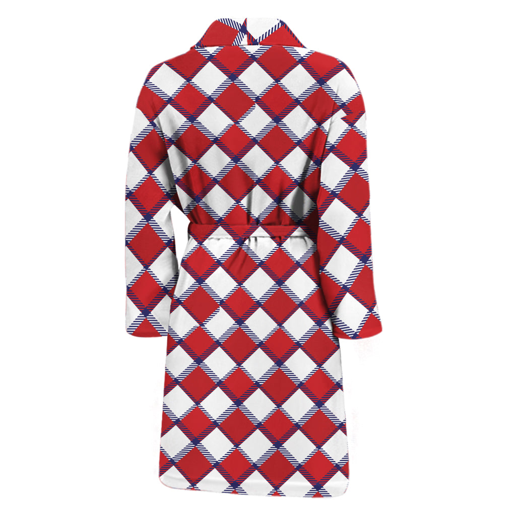 Fourth of July American Plaid Print Men's Bathrobe