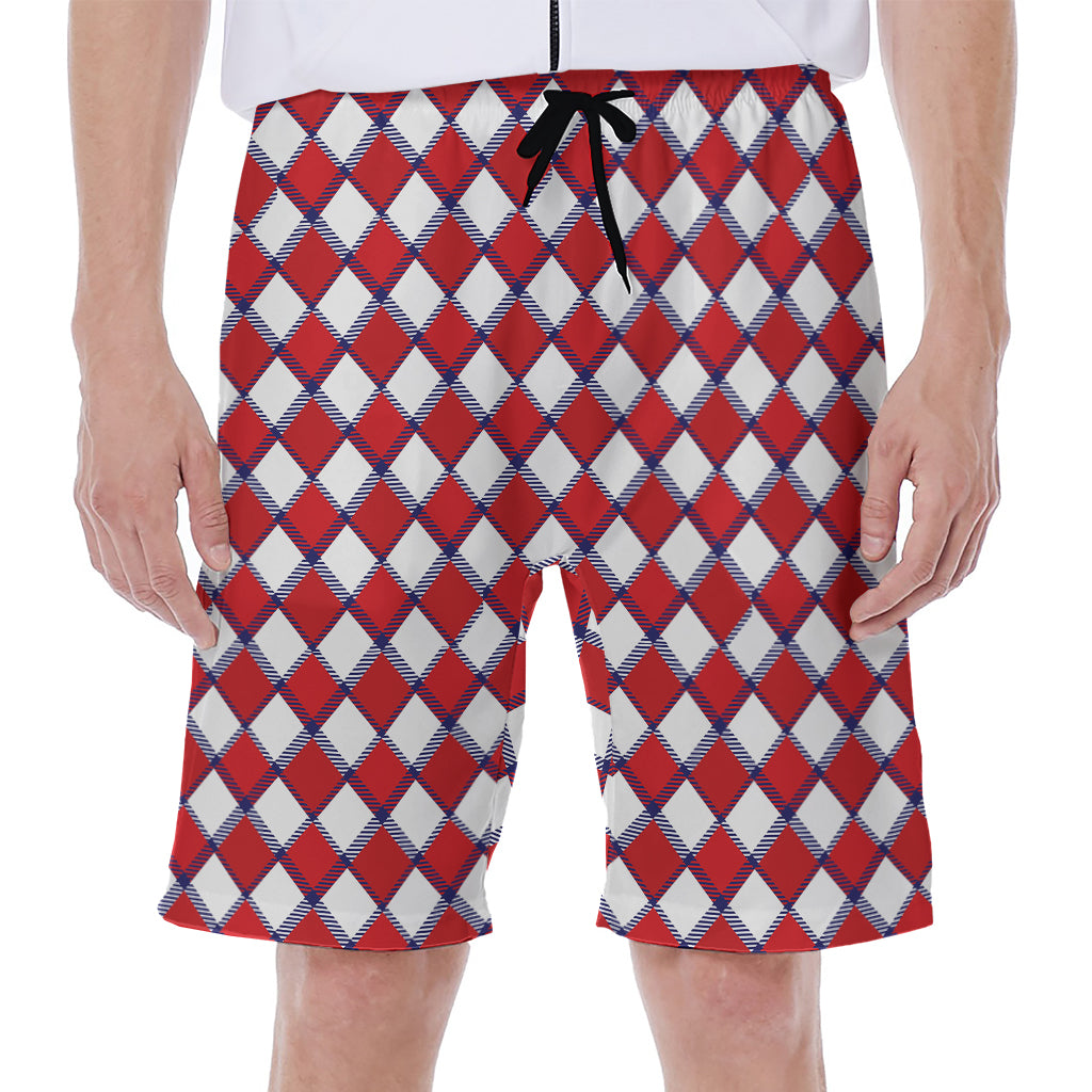 Fourth of July American Plaid Print Men's Beach Shorts