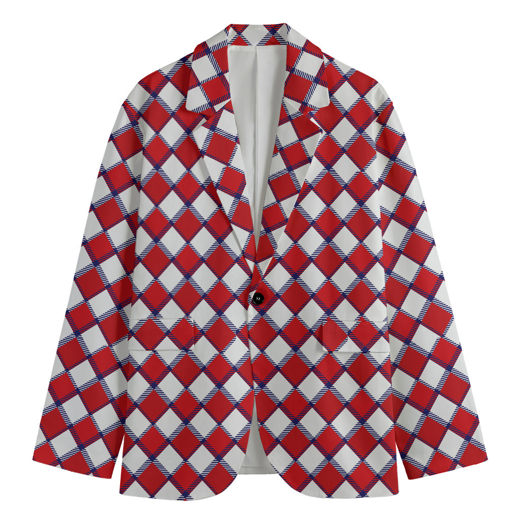 Fourth of July American Plaid Print Men's Blazer