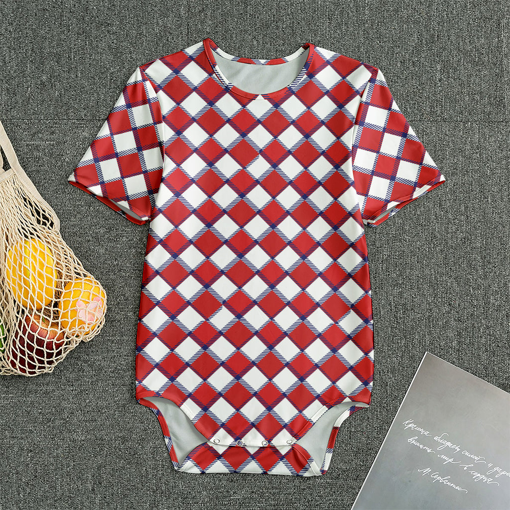Fourth of July American Plaid Print Men's Bodysuit