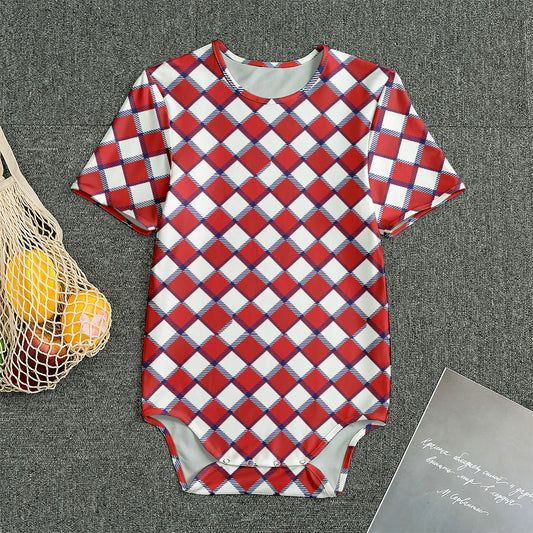 Fourth of July American Plaid Print Men's Bodysuit