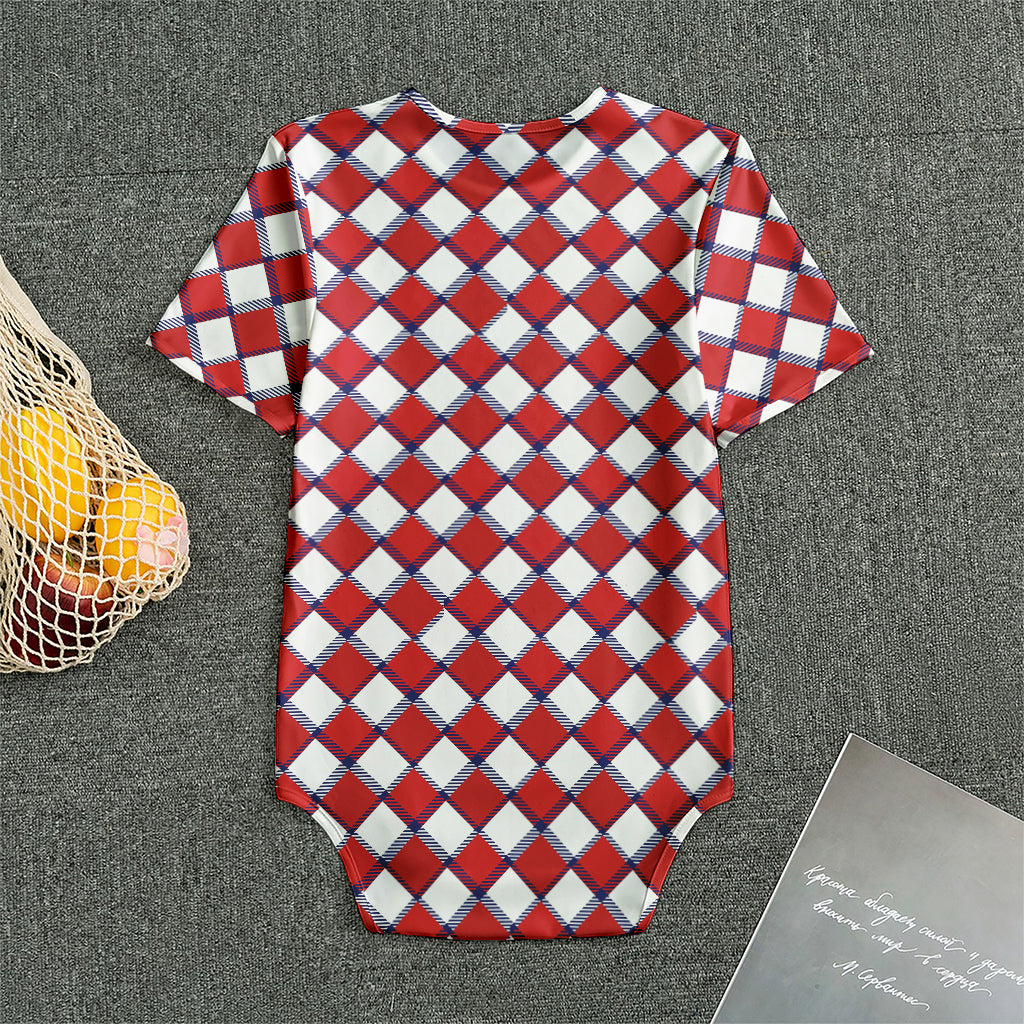 Fourth of July American Plaid Print Men's Bodysuit