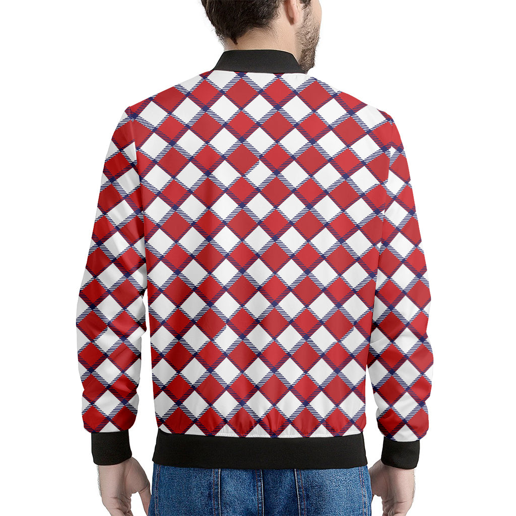 Fourth of July American Plaid Print Men's Bomber Jacket