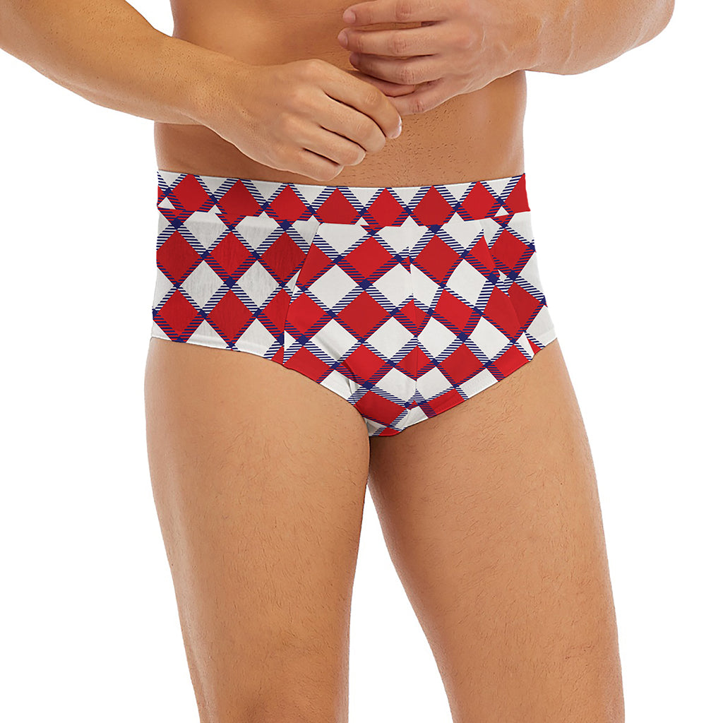Fourth of July American Plaid Print Men's Briefs