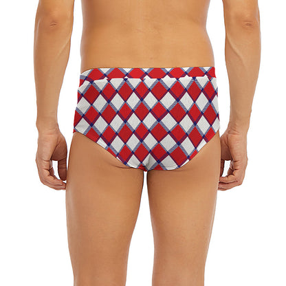 Fourth of July American Plaid Print Men's Briefs
