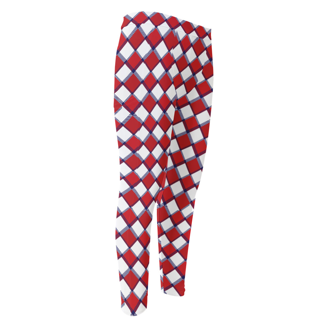 Fourth of July American Plaid Print Men's Compression Pants