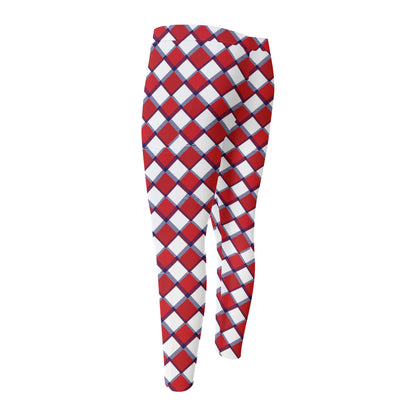 Fourth of July American Plaid Print Men's Compression Pants