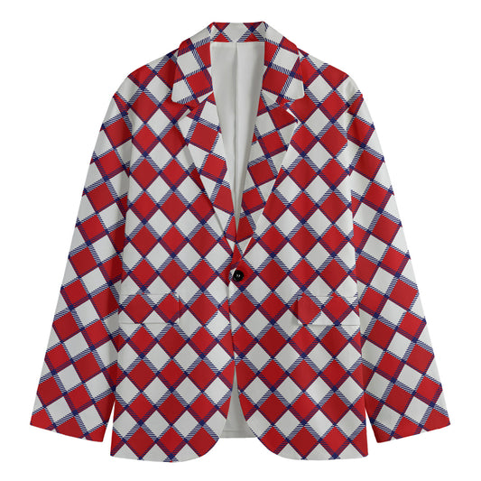 Fourth of July American Plaid Print Men's Cotton Blazer