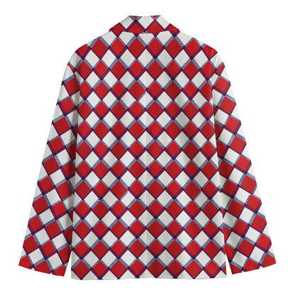 Fourth of July American Plaid Print Men's Cotton Blazer