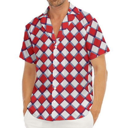 Fourth of July American Plaid Print Men's Deep V-Neck Shirt