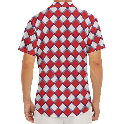 Fourth of July American Plaid Print Men's Deep V-Neck Shirt