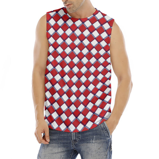 Fourth of July American Plaid Print Men's Fitness Tank Top