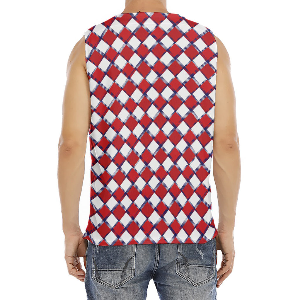 Fourth of July American Plaid Print Men's Fitness Tank Top