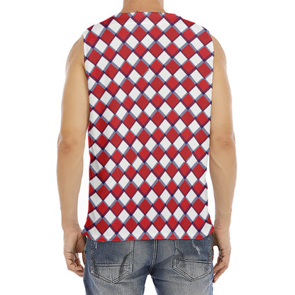 Fourth of July American Plaid Print Men's Fitness Tank Top
