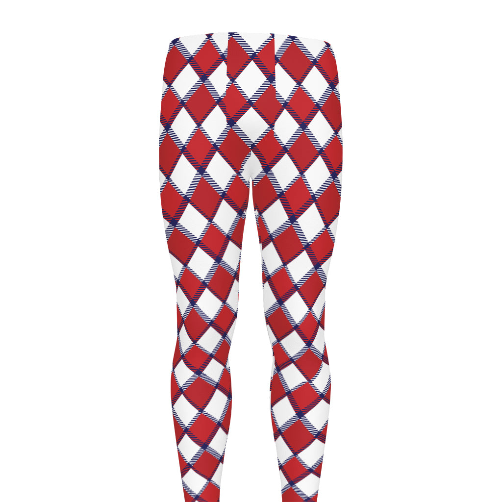 Fourth of July American Plaid Print Men's leggings