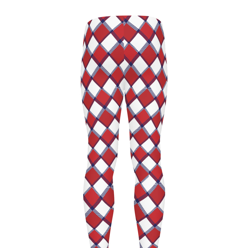 Fourth of July American Plaid Print Men's leggings