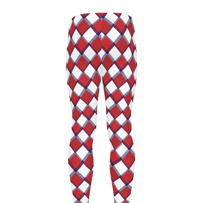 Fourth of July American Plaid Print Men's leggings