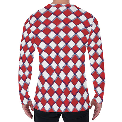 Fourth of July American Plaid Print Men's Long Sleeve T-Shirt