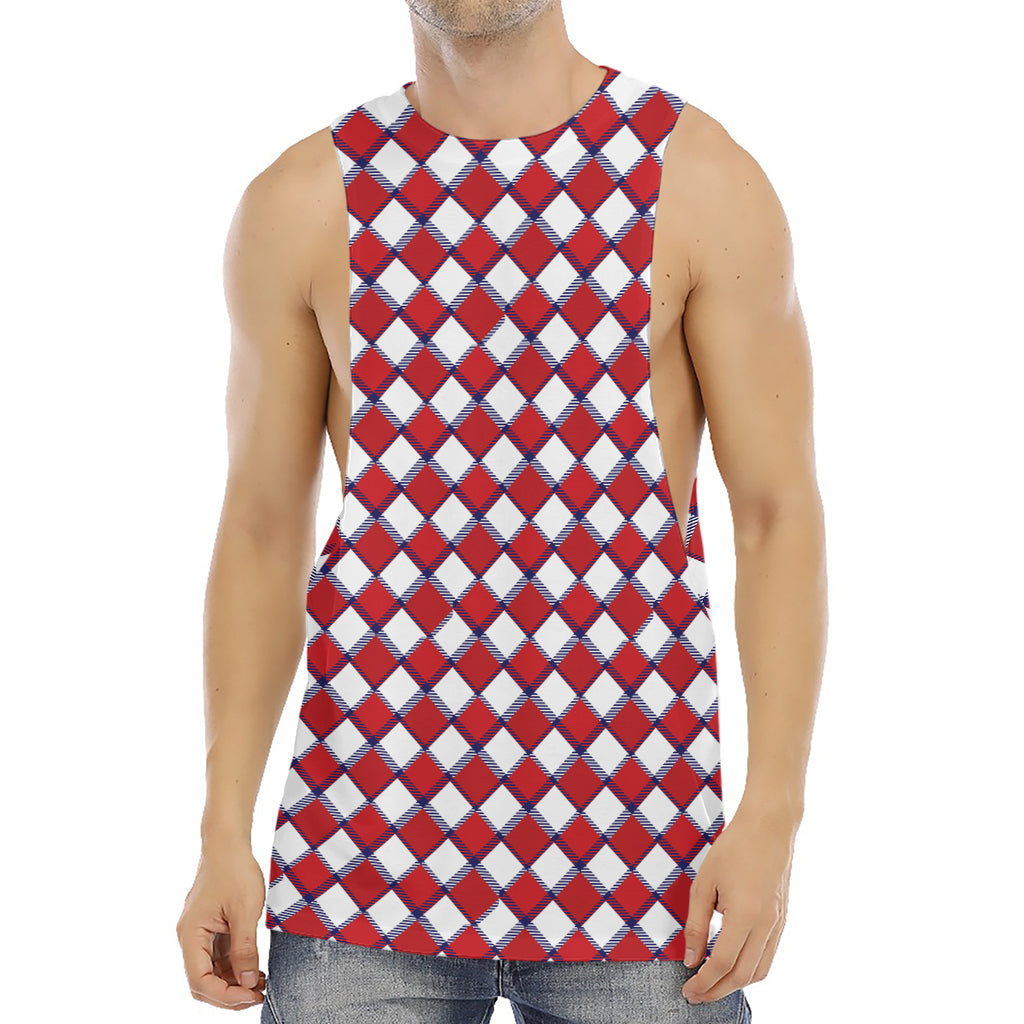 Fourth of July American Plaid Print Men's Muscle Tank Top