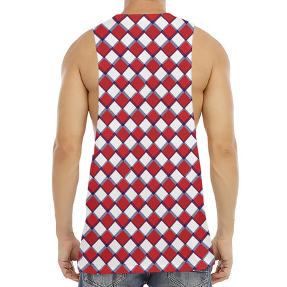 Fourth of July American Plaid Print Men's Muscle Tank Top