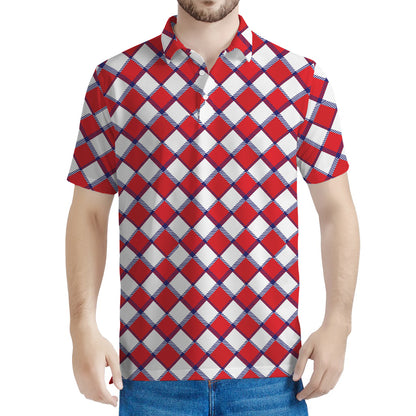 Fourth of July American Plaid Print Men's Polo Shirt