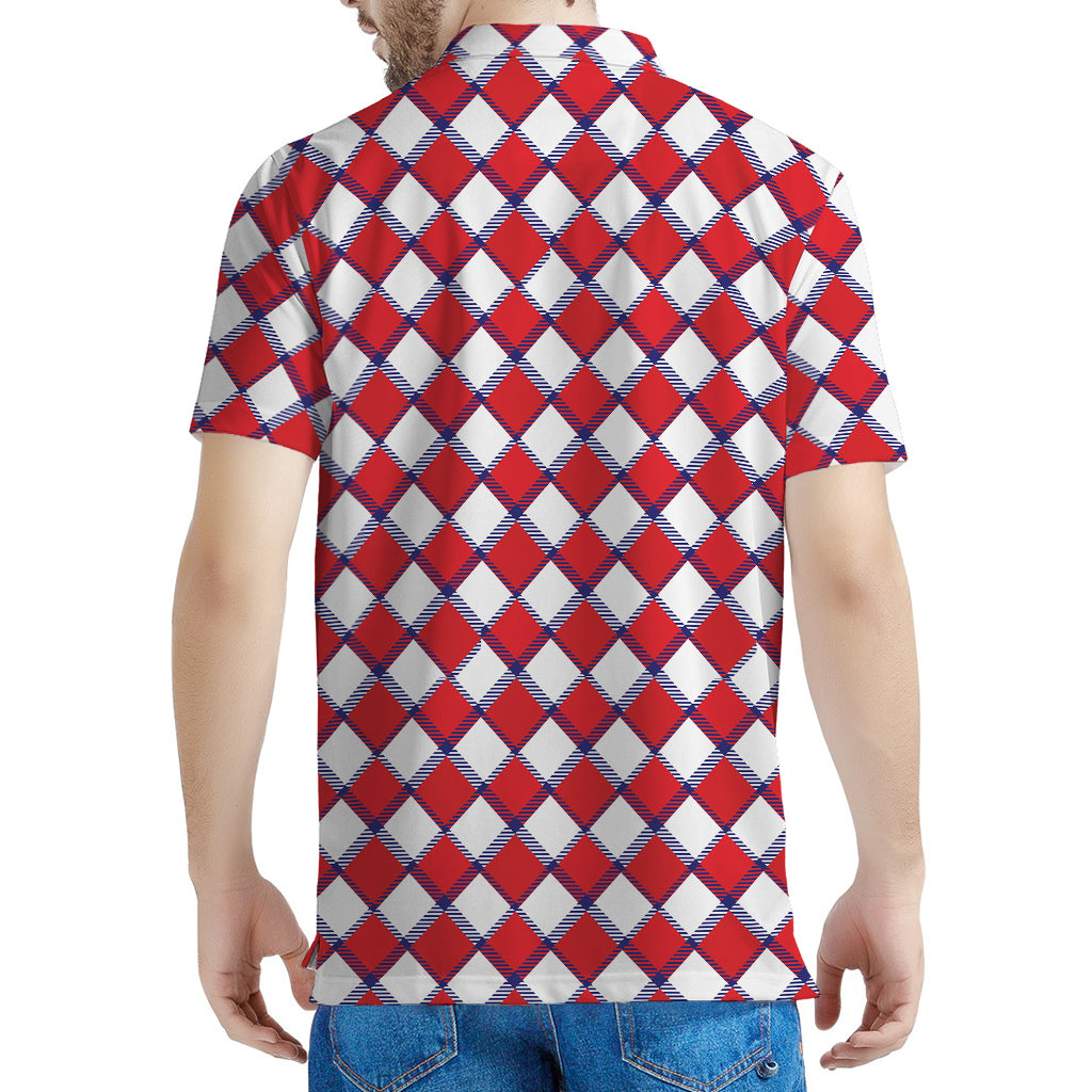 Fourth of July American Plaid Print Men's Polo Shirt