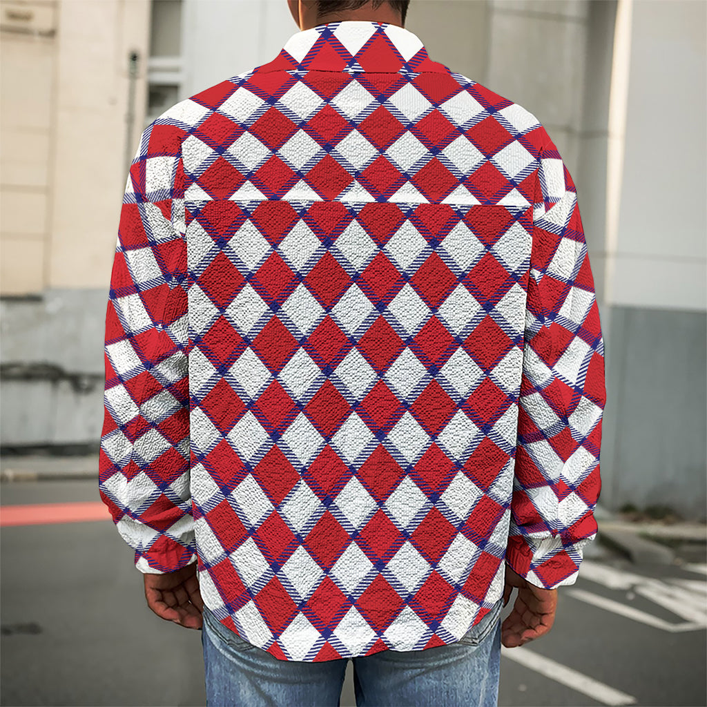 Fourth of July American Plaid Print Men's Shirt Jacket