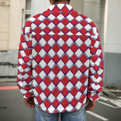 Fourth of July American Plaid Print Men's Shirt Jacket