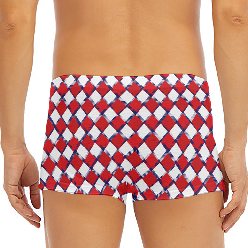 Fourth of July American Plaid Print Men's Short Boxer Briefs