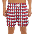 Fourth of July American Plaid Print Men's Split Running Shorts